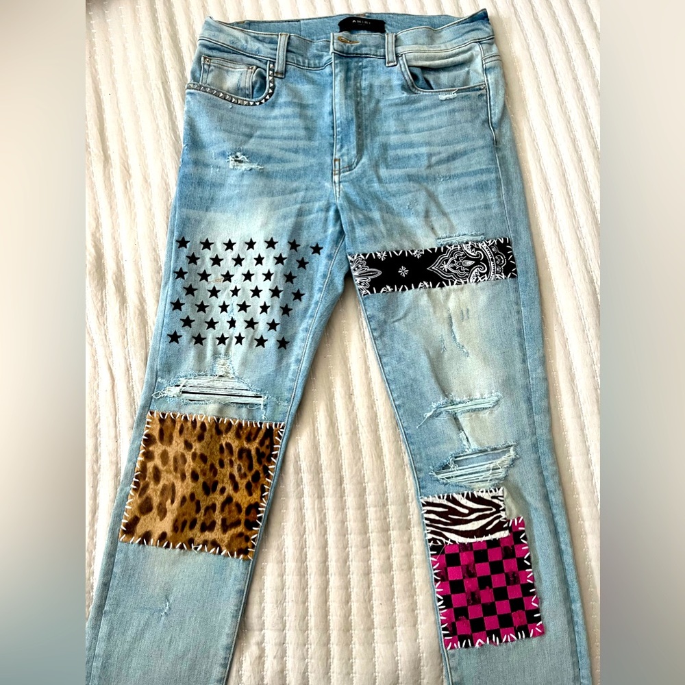 Amiri Art Patch Indigo Jeans size 32